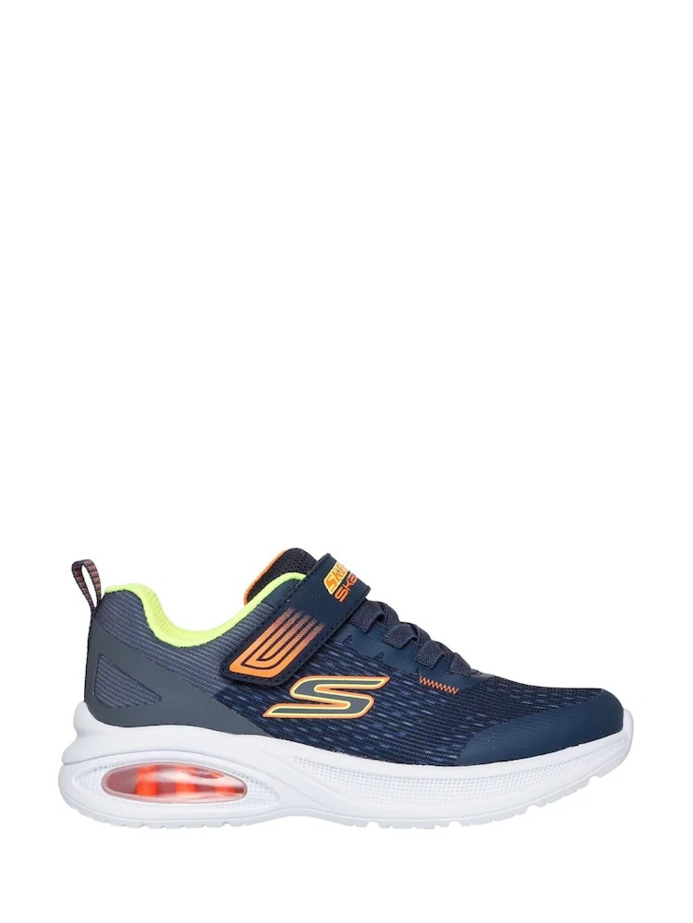 Skechers Navy with Neon Yellow & Orange Kids' Athletic Sneaker